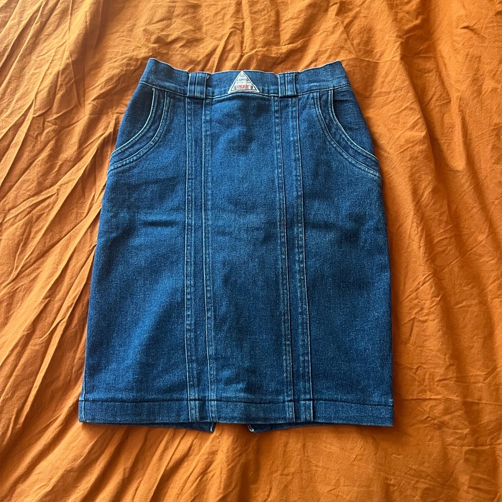 High Waisted Denim Pencil Skirt